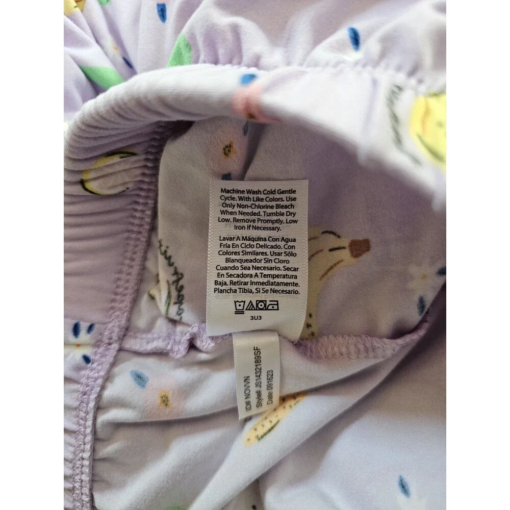 Joyspun NWT Womens 2X Pajama Set Purple Fruit Print Button Front Short Sleeve